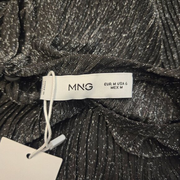 Mango Lurex Opening Maxi Dress Black Short Sleeve Shimmery Event Prom 6 NWT - Picture 16 of 16